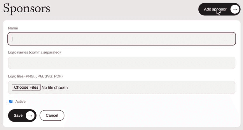 Add sponsor form